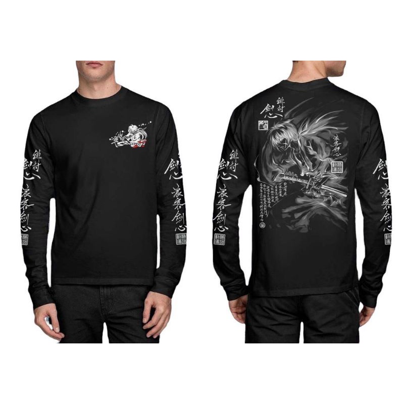 Kaos samurai lengan panjang / kaos distro motif samurai jepang