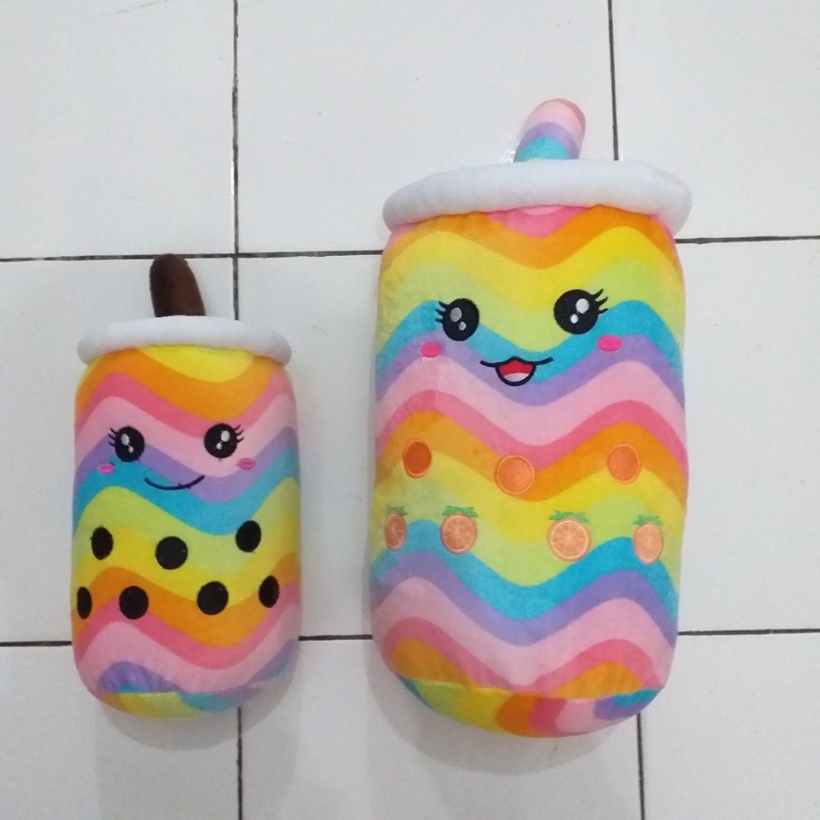 Boneka Boba Pelangi Rainbow Tinggi 25cm / Boba Bubble / Bantal Minuman/Boba Hits OKE***