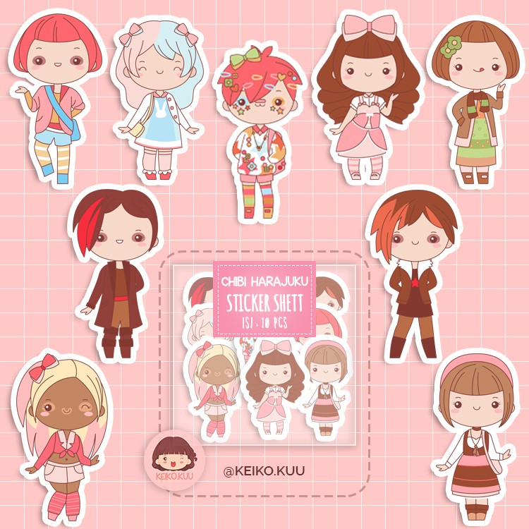 

STICKER CHIBI HARAJUKU WATERPROOF COCOK UNTUK DEKORASI CASE HP/LAPTOP, DLL