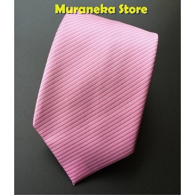 Dasi IMPORT Panjang Pria Pink Lebar 3 Inch Motif Garis Salur Setelan Kerja kantor 7.5 cm Polos Warna