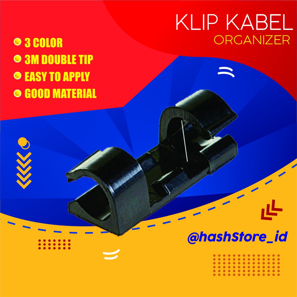 KLIP KABEL ORGANIZER UNTUK PEREKAT KABEL DINDING - 20 PCS