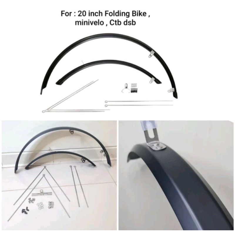 Model Premium bahan alloy super light. fender mudguard spakbor selebor ukuran size 20 inch murni sepeda lipat seli folding bike