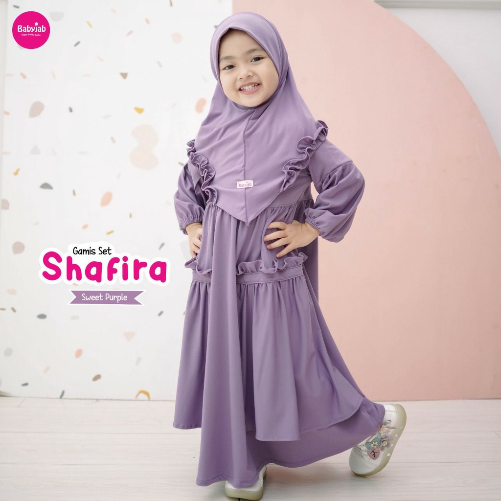 Baju Gamis Anak termurah Shafira Ungu Gratis Hijab Babyjab Jersey Premium Umur 1 -6 Tahun