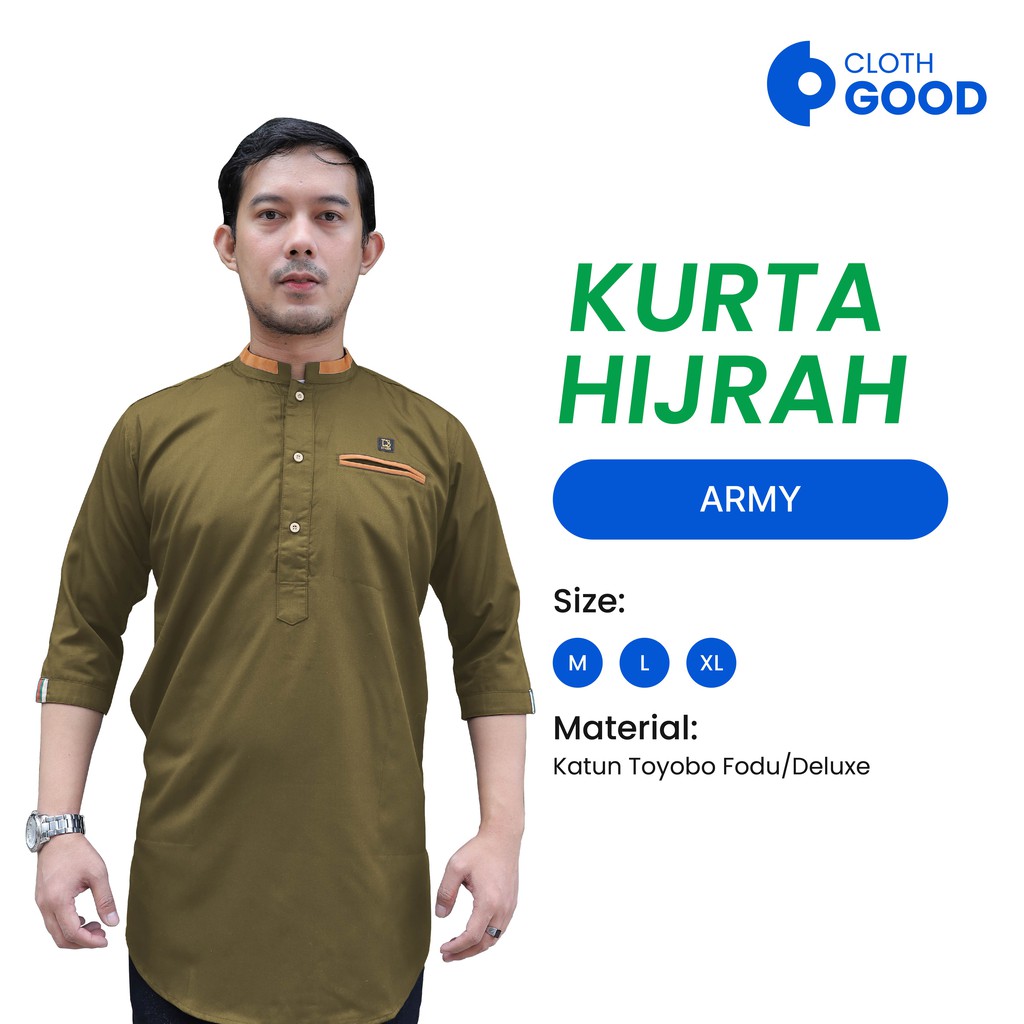 BAJU KOKO PRIA KURTA HIJRAH ARMY BY DTHREE FASHION