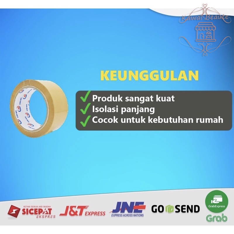 Lakban 65, 72, 85, 100Yard / Isolasi Bening &amp; Coklat Packing Dus Paket