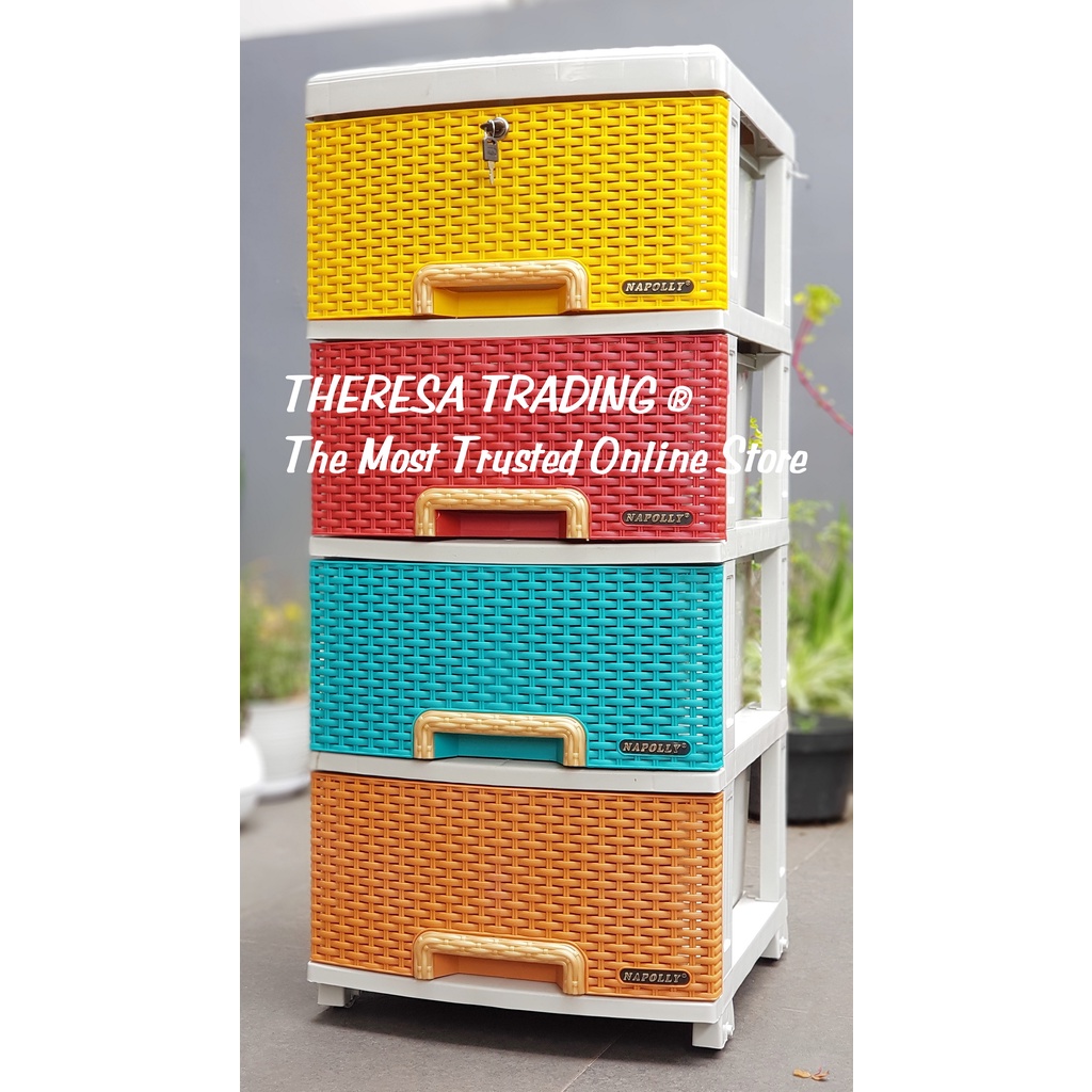 LEMARI PLASTIK NAPOLLY CONTAN 400 DILENGKAPI KUNCI LACI & 4 RODA