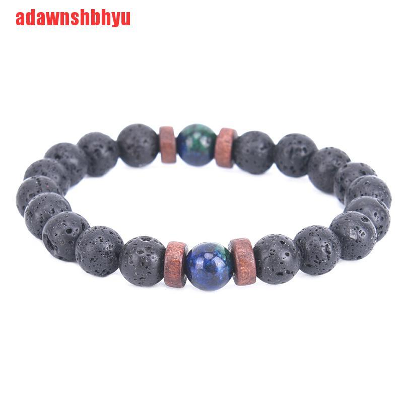 (Adawnshbhyu) Gelang Manik-Manik Batu Lava Mala Chryocolla Untuk Pria/Yoga