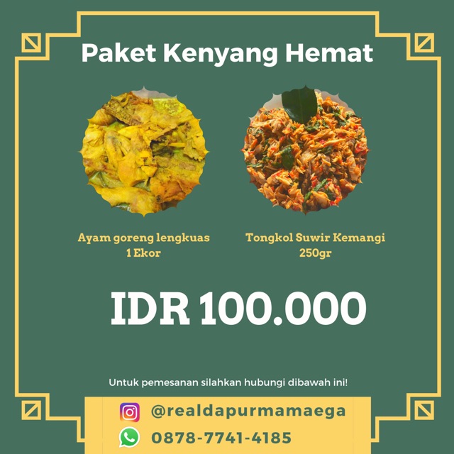 

PAKET KENYANG HEMAT - Ayam goreng lengkuas, tongkol suwir kemangi