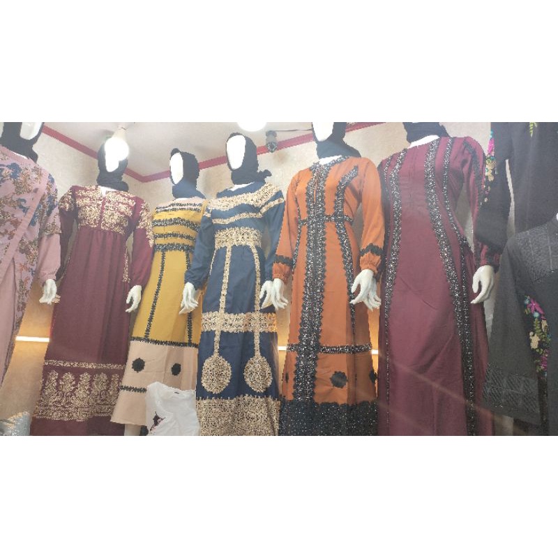 Gamis Brokat Mewah Slendang Tile Lebaran 2021