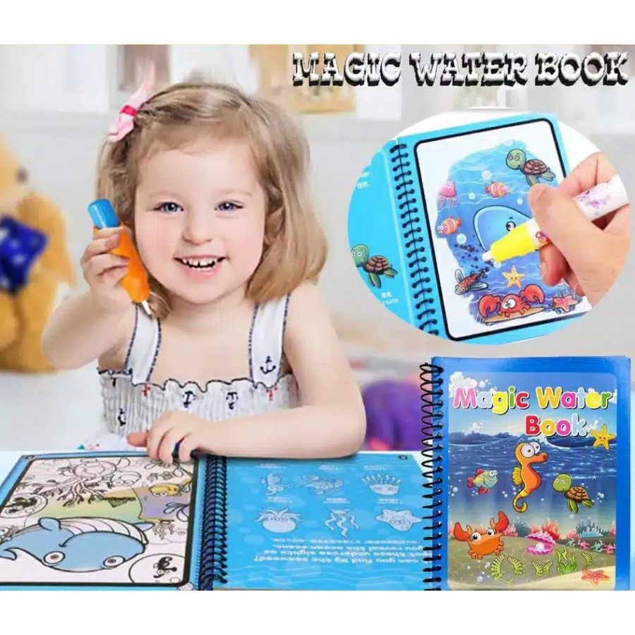 

MAGIC WATER BOOK Buku Gambar Mewarnai Spidol Air Ajaib Mainan edukasi anak Pulpen Baby