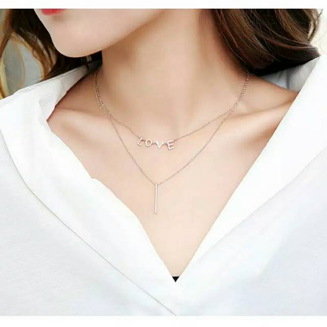 GG Kalung Titanium Premium 2layer I love #KL-119B