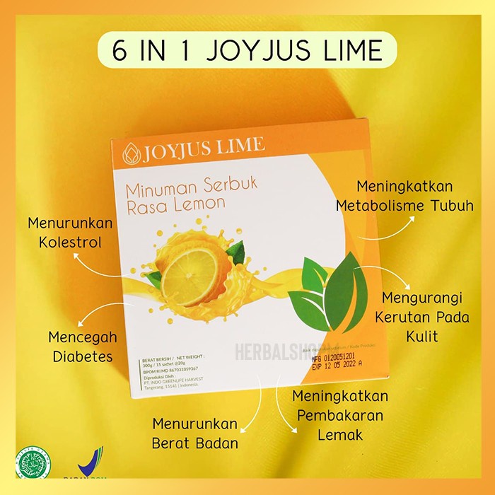 JOYJUS LIME FIBER 1 Box 15 Sachet With Collagen  / Minuman Serbuk Rasa Lemon dengan Kolagen / Pelangsing Detoxs Diet Pencerah Pelembut Kulit