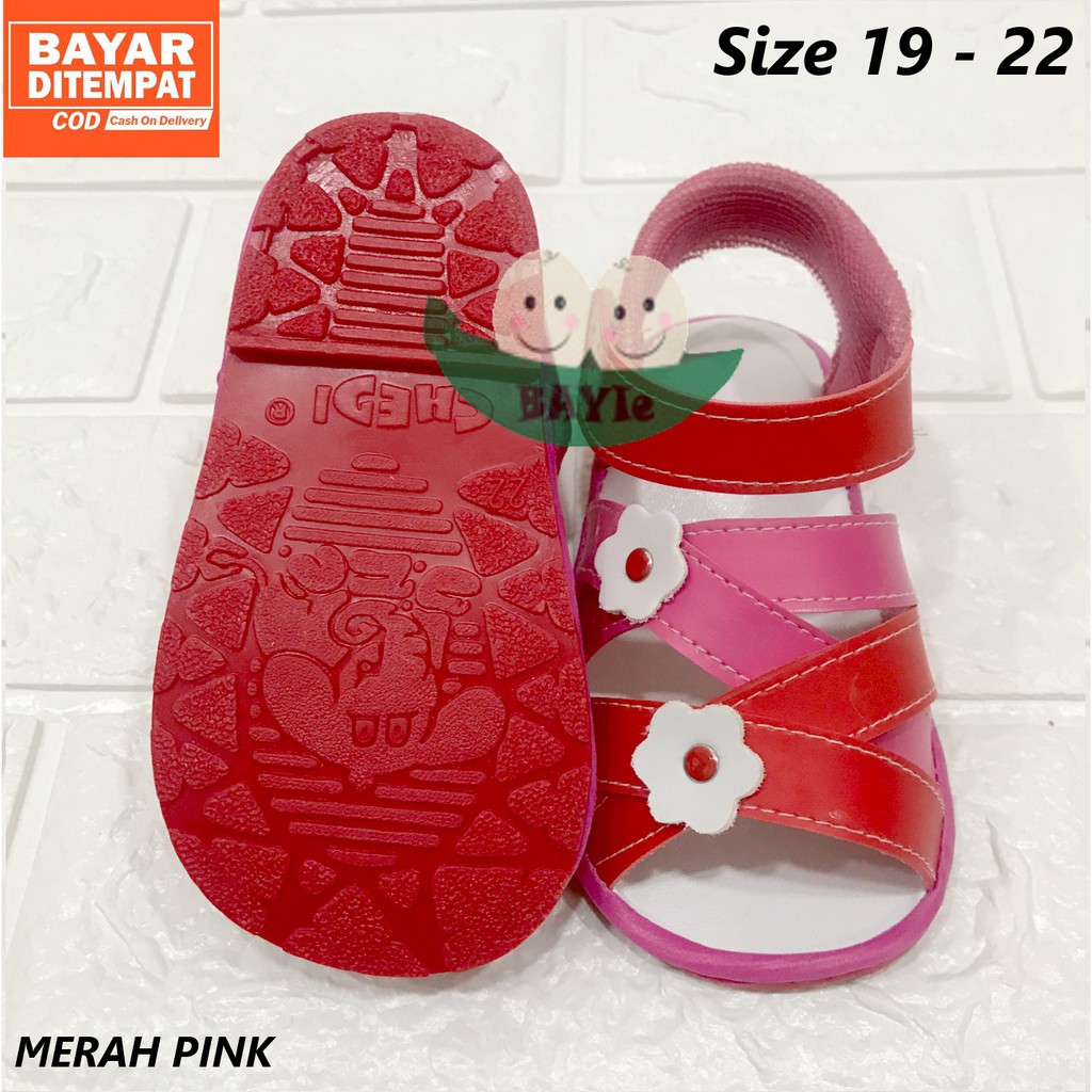 BAYIe - Sepatu Anak Bayi/Balita Perempuan Motif 2 BUNGA C35 CHEDI usia 1 - 3 tahun