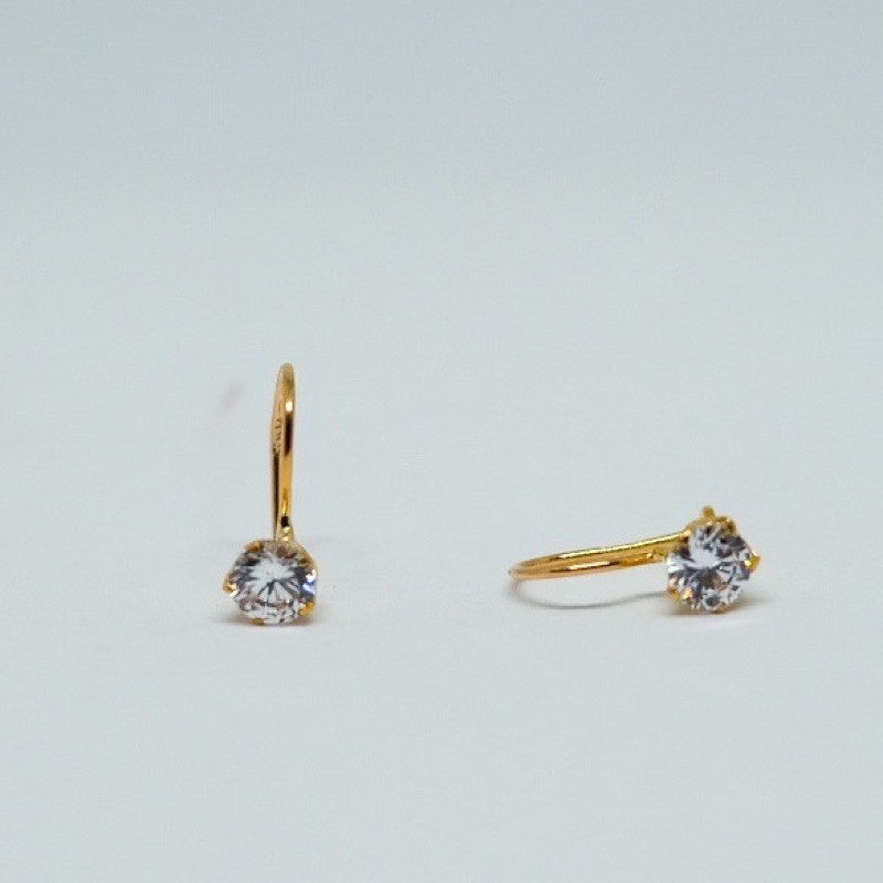 anting emas model desi mata putih kadar 6k