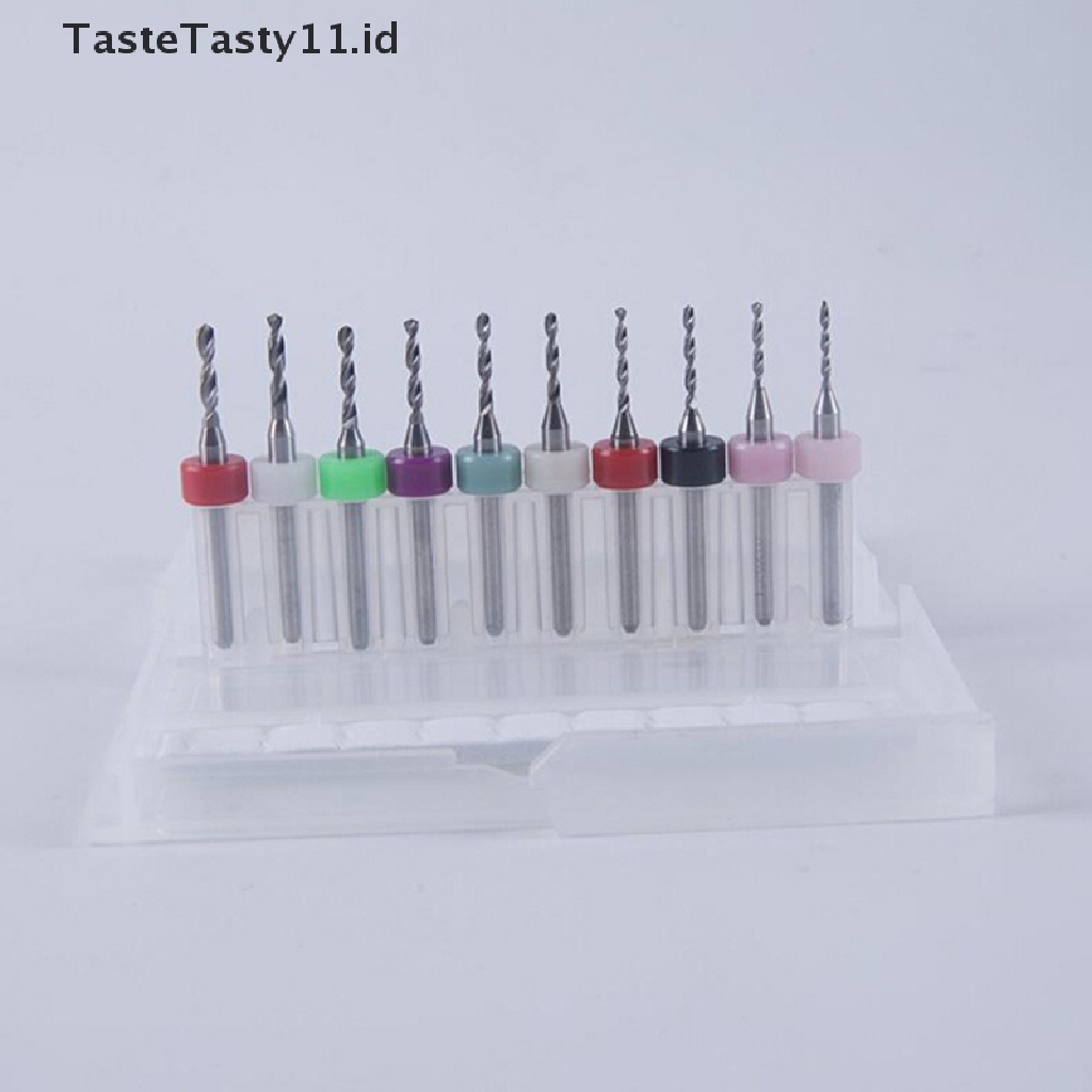 (Tastetasty) 10pcs / Set Mata Bor Carbide Cnc Mini Micro Drill Bits Id