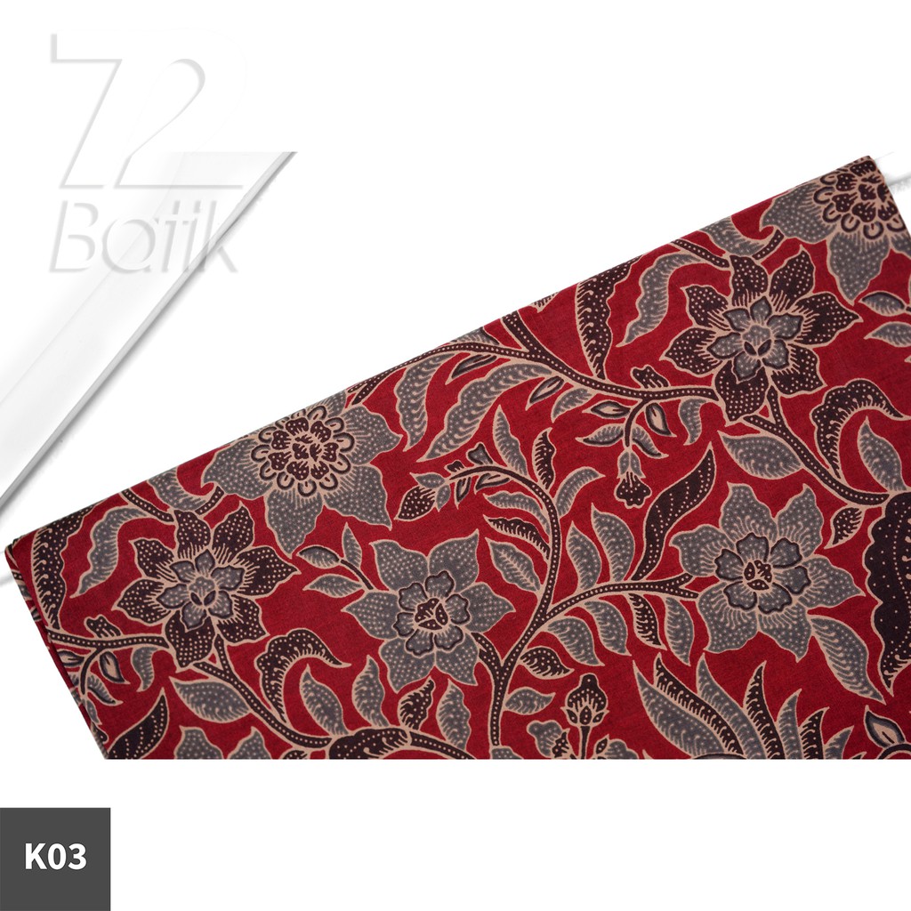 KAIN BATIK PREMIUM Bahan Katun Motif Kembang Sekar Warna Merah Abang 724916 Cap 72 Jarik Jarit Samping Kebat Panjang Batik Katun Modern Premium Bahan Seragam Batik Pernikahan Kantor Keluarga Murah Kamen Jadi Batik Bali Lembaran