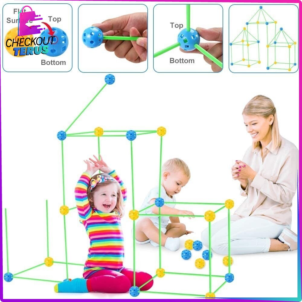 CT M200 Mainan Anak Magic Straw Mainan Pipa Ajaib Building Block Mainan Anak Rumah Rumahan Tenda Bongkar Pasang