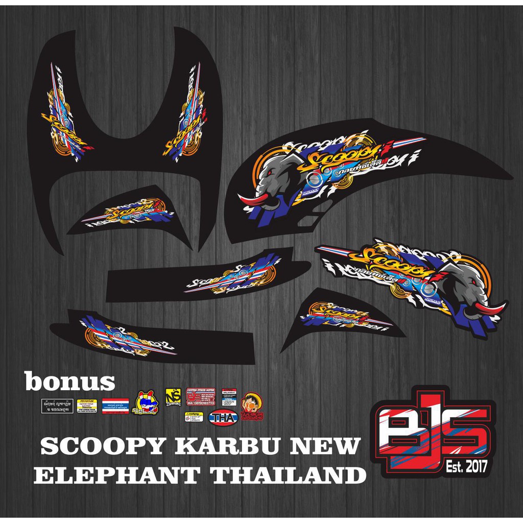 [COD] Stiker Sticker Striping Scoopy karbu elephant thailand