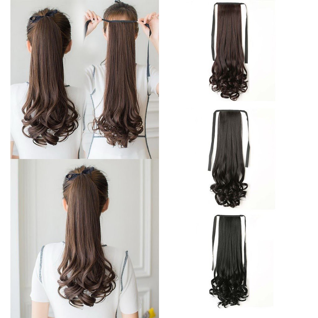 Hair Clip Pony Tail Sambungan Rambut Palsu Kuncir Kuda Wig Keriting