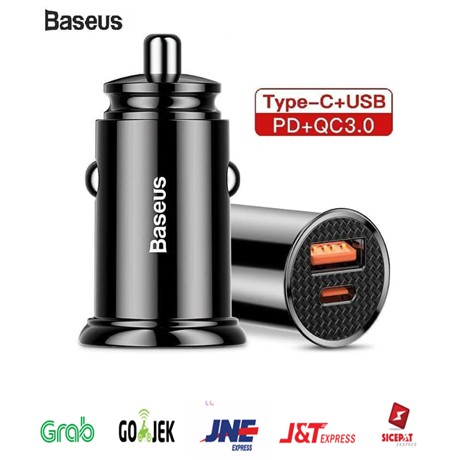 Car Charger Baseus 30w Type-C Pd+Usb Quick Charge 3.0