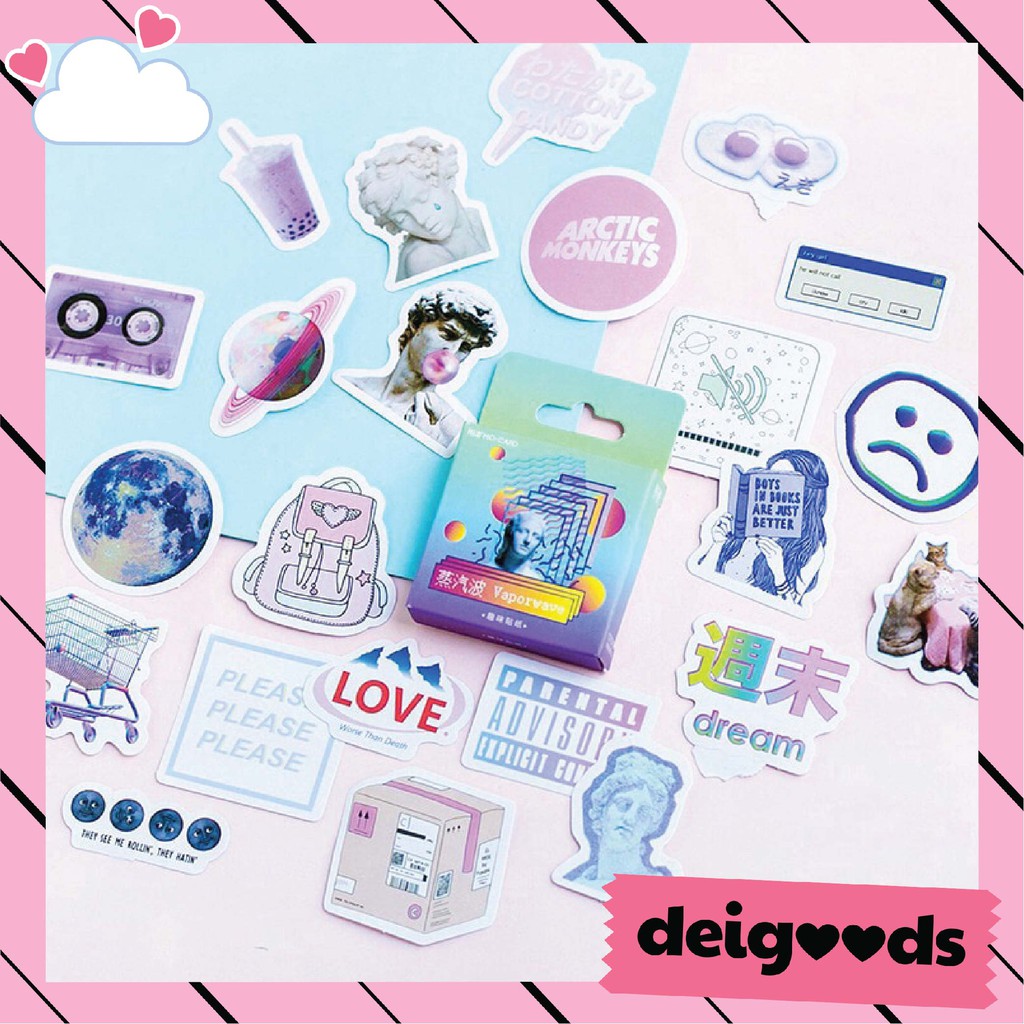 

DEIGOODS❤ 46 Pcs Deco Sticker Aesthetic Lucu Model DIY / Stiker Dekorasi Scrapbook / Diary