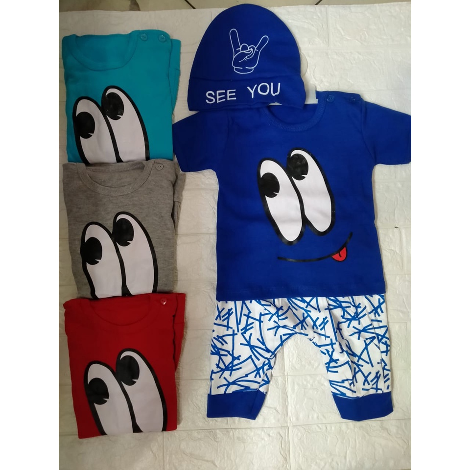 Baju Anak Bayi Laki Lucu + Topi - 3 in 1 - See You