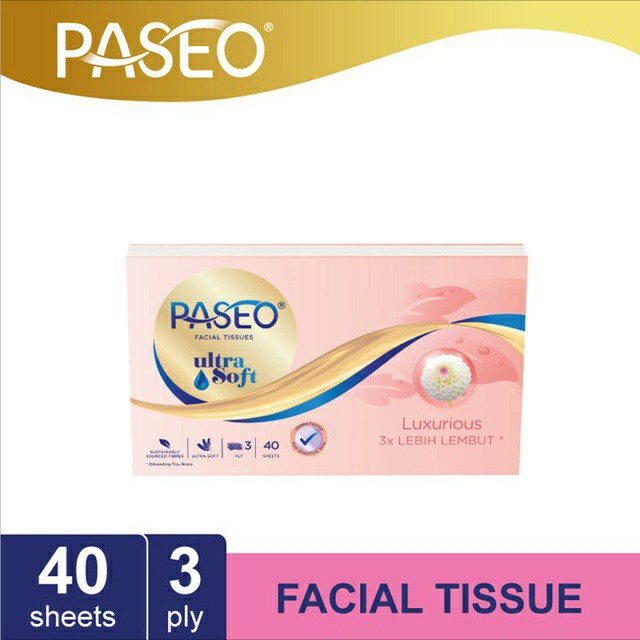 Paseo Ultra Soft Tissue Wajah Travel Pack 40 Sheets