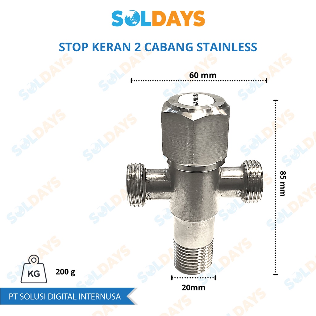 Stop Kran Double/Stop Kran 2 Cabang/Angle Valve/Stainless Steel 304