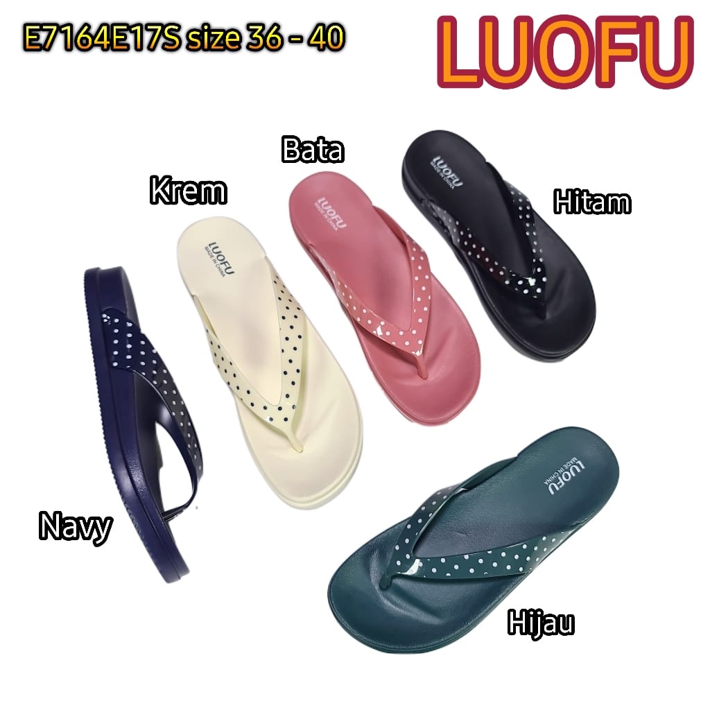 LUOFU ORIGINAL Jelly sandal wanita karet empuk murah jepit sendal japit cewek import E7164E17S