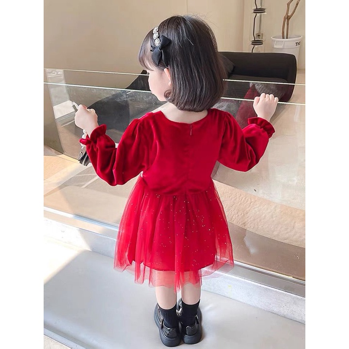 KF CAT  Dress Tutu Anak Perempuan Import/ Model Pita Besar/ Korea Style Fashion Lengan Panjang Untuk  1-4 Tahun-8