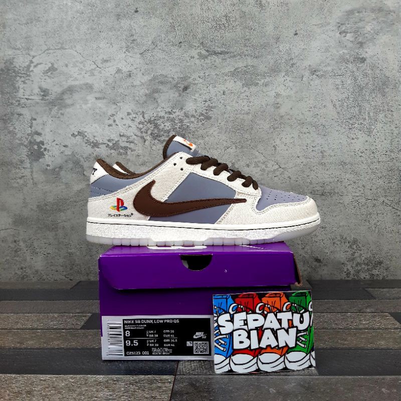 Sepatu Nike SB Dunk Low Play Station x Travis Scott Cactus Jack Size 40-44