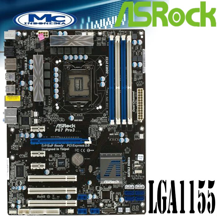 MOBO Mainboard Motherboard P67 Intel 1155 ATX ASRock