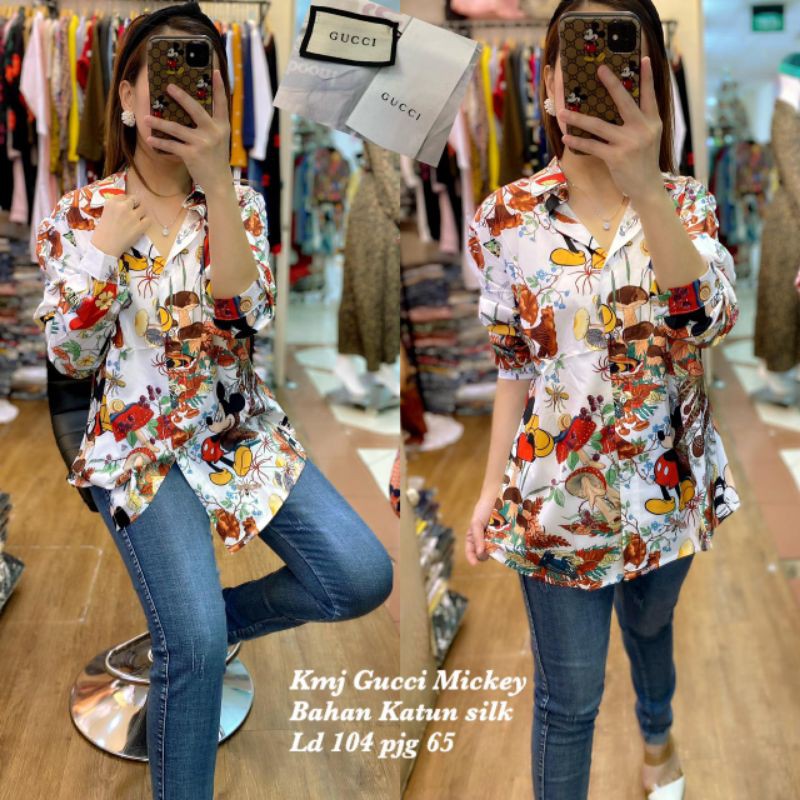 kemeja mickey import ( ada label tag gucci ) all size