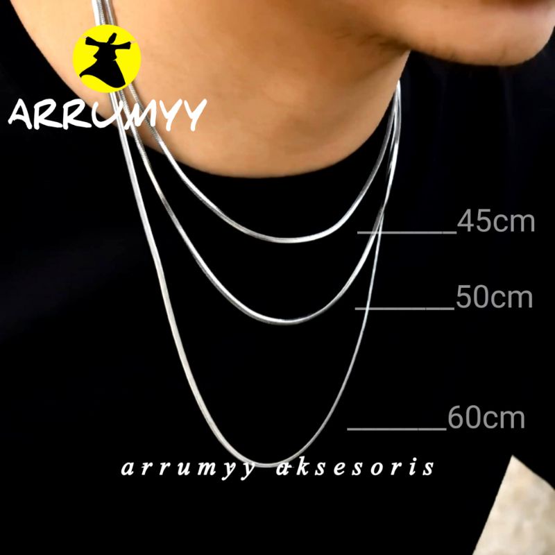 ARRUMYY kalung pria wanita real titanium gold silver panjang 45cm 50cm 60cm