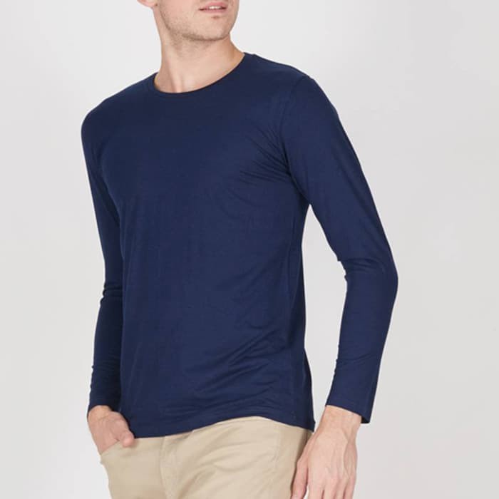 Best Item KAOS POLOS PRIA KATUN COMBED 30s LENGAN PANJANG WARNA NAVYmurah | wanita | grosir | jual