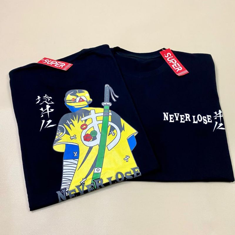 kaus store Kaos keren/ baju kaos/ atasan pria/ kaos distro/ kaos  pria murah NEVER LOSE SAMURAI