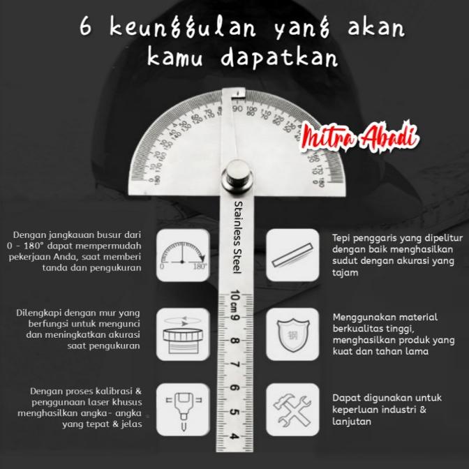 

Penggaris Busur 180/ Stainless Steel Protractor Angle Ruler promo