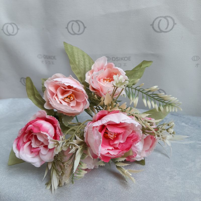 BUNGA PEONY MINI (12.5)-BUNGA ARTIFISIAL-BUNGAPALSU-BUNGAHIAS-Pink gradasi