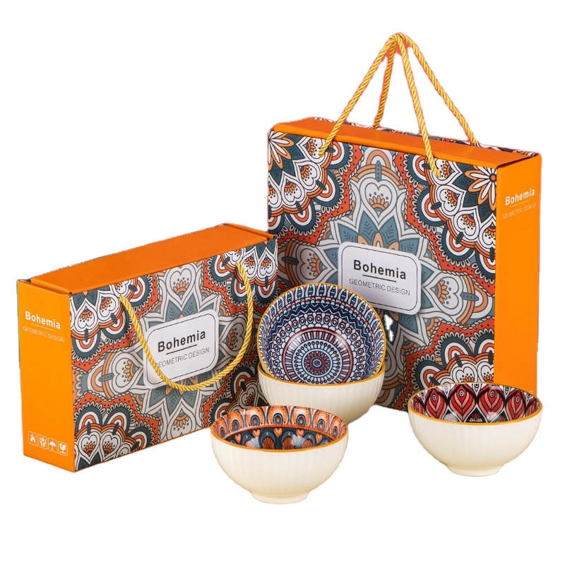 Set Mangkok BOHEMIAN Souvenir Kado Hampers Hadiah Mangkok Jepang Batik