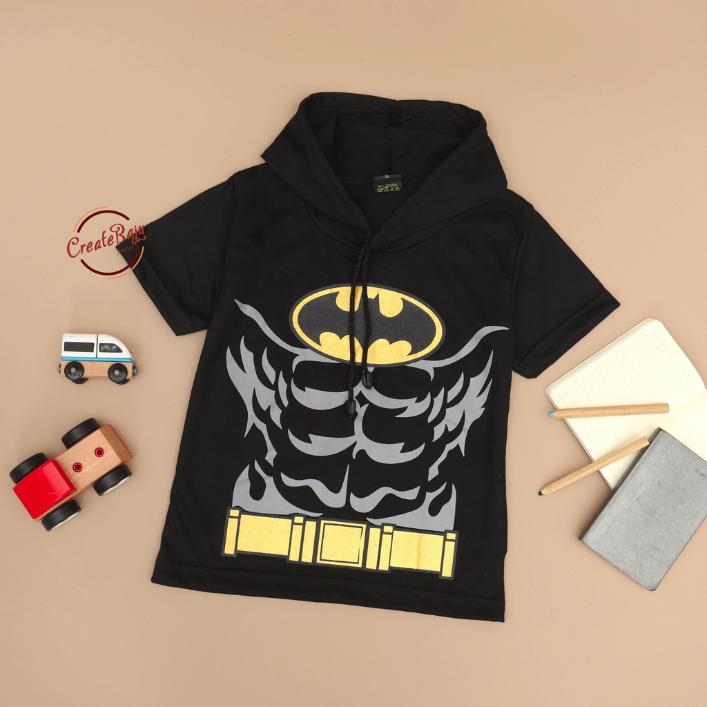 KAOS ATASAN HOODIE ANAK BATMAN HITAM BAJU ATASAN ANAK 1-7 TAHUN