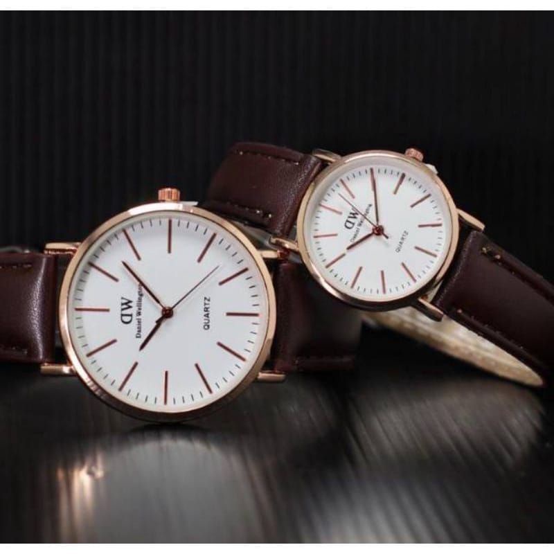 Jam Couple Pria Wanita Jam Kulit Classic