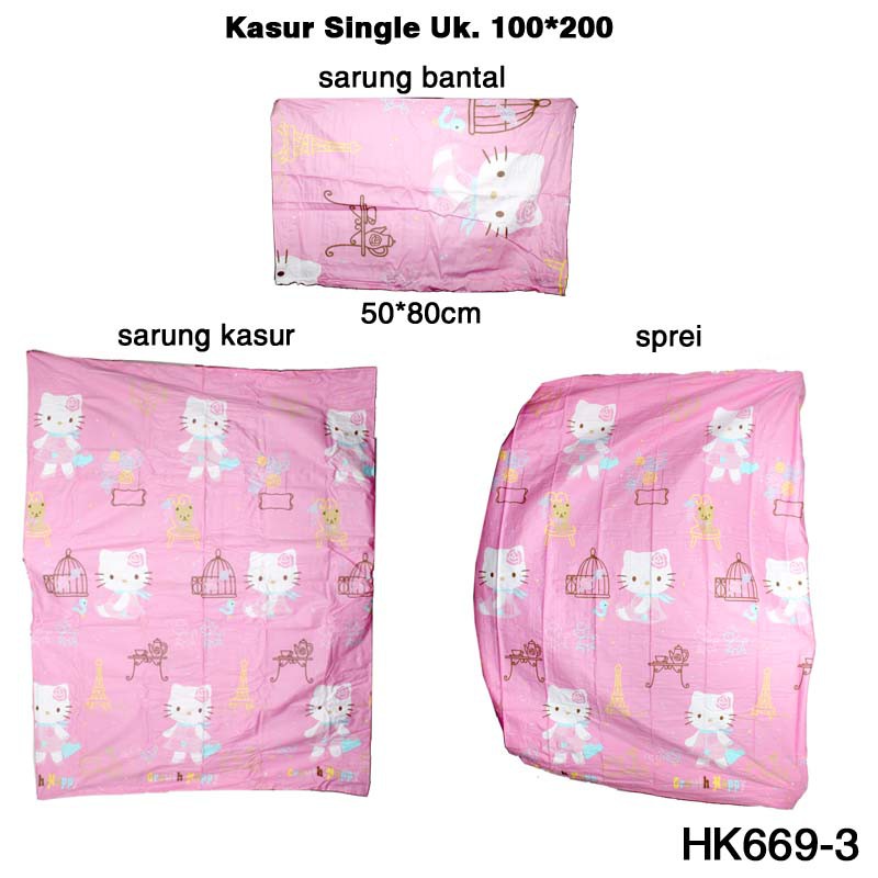 Set sprei, bungkus kasur, sarung bantal Hello Kitty HK669