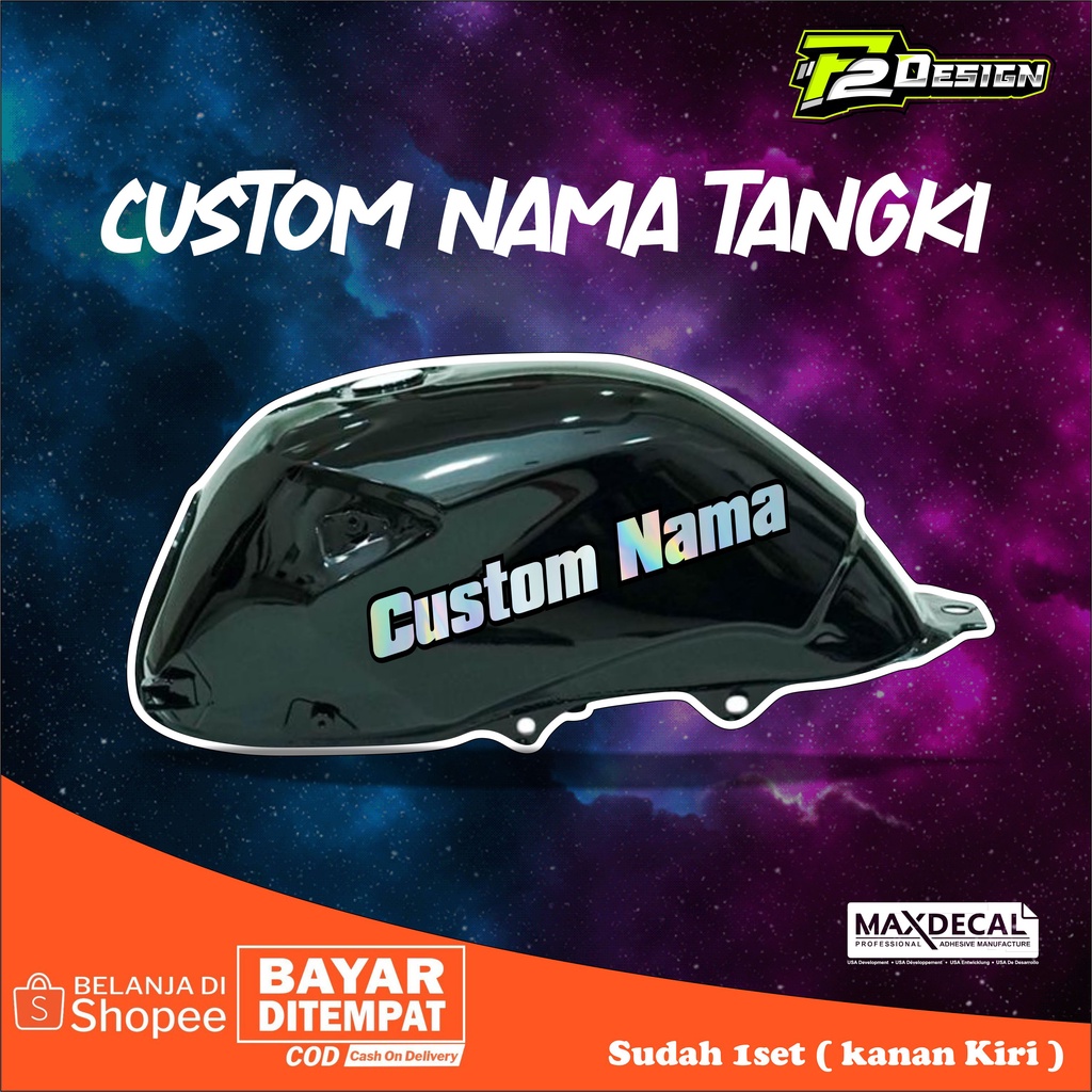 sticker tangki herex hologram maxdecal / sticker hologram custom nama / Sticker tangki 1set isi 2 st