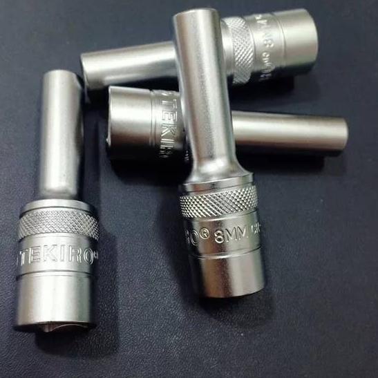 Hot Product TEKIRO Mata Sok Panjang 8 mm Deep Wall Socket 8mm Mata Kunci Shock 8 mm Panjang 6 PT 1/2