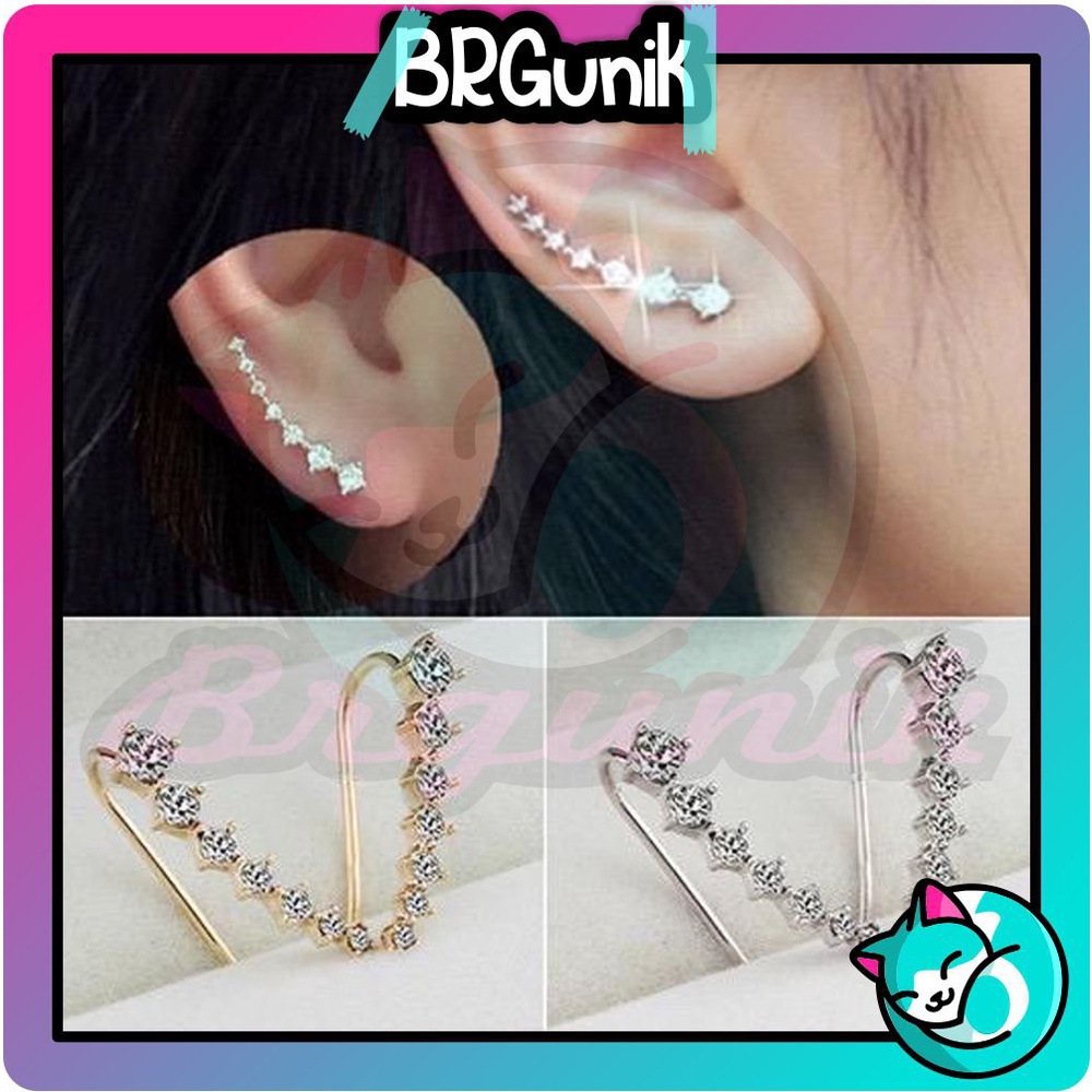 BRGUNIK Anting Tusuk Garis Comet Berlian Fashion Wanita Korea Aksesoris Murah A060