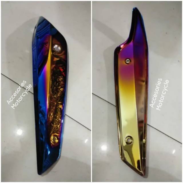 Tutup - Cover Knalpot 2 Tone Nmax Blue Gold Anti Luntur