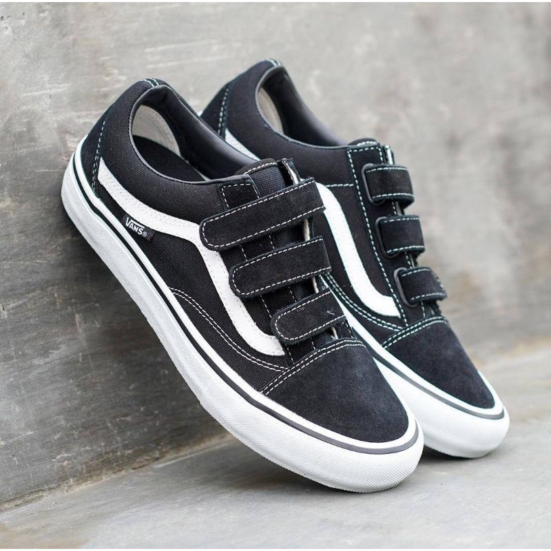 Vans Oldskool Velcro Pro Black White Original