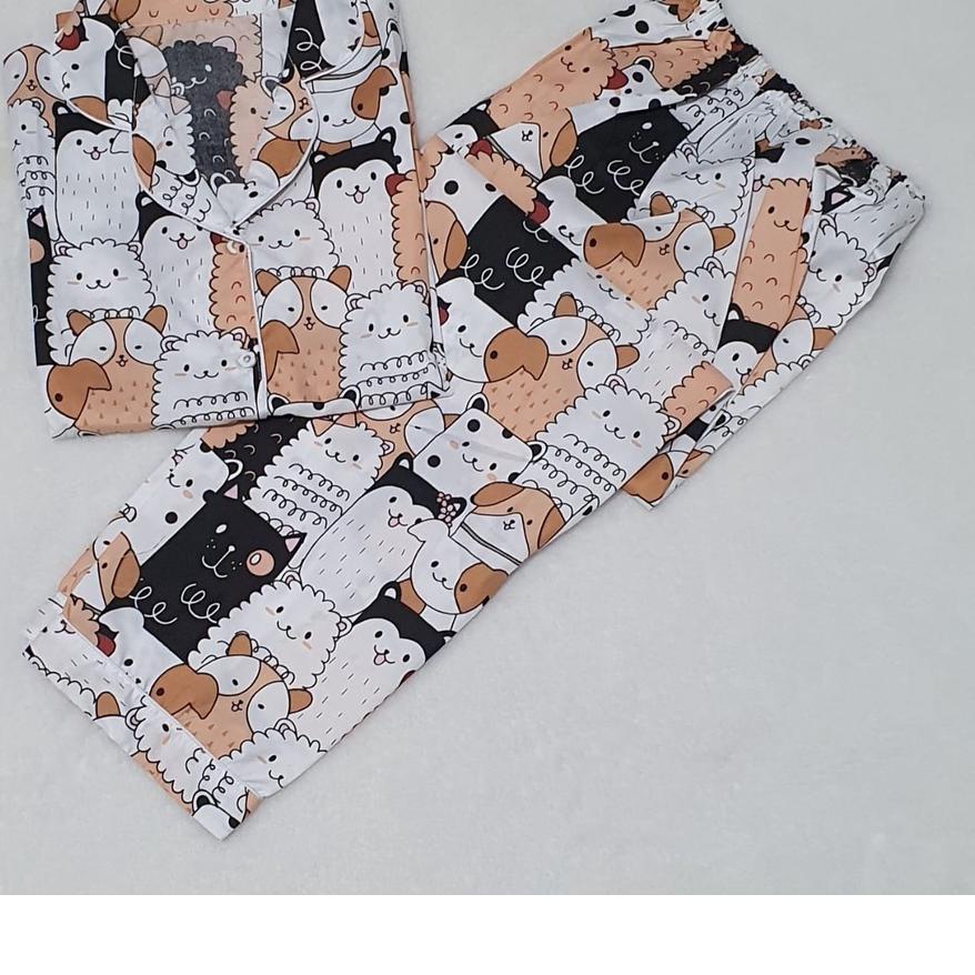 ♀ Piyama Dewasa Motif Kucing Cat Lover Baju Tidur Cewek Kekinian ➧