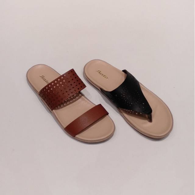 Sandal Wanita Bata Flat Selop & Jepit Original Bahan Sintetis Ringan & Nyaman
