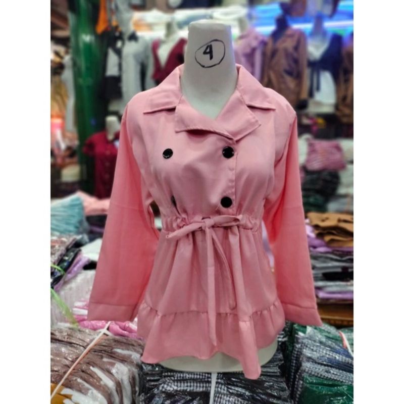 BM ~ Atasan Bangkok serut model Korean style moscrepe lengan panjang COD |Blouse wanita Korean style-5